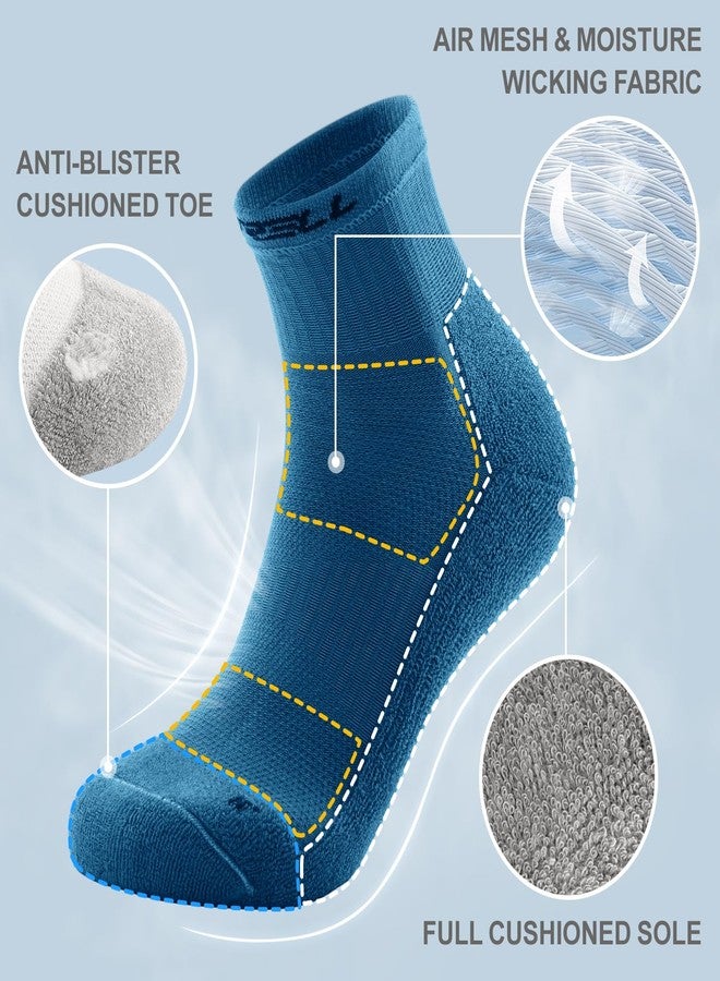 FITRELL 6 Pack Men's Athletic Ankle Socks Cushioned Sports Running Socks, Shoe Size 9-12, Blue Mixed - Image 3