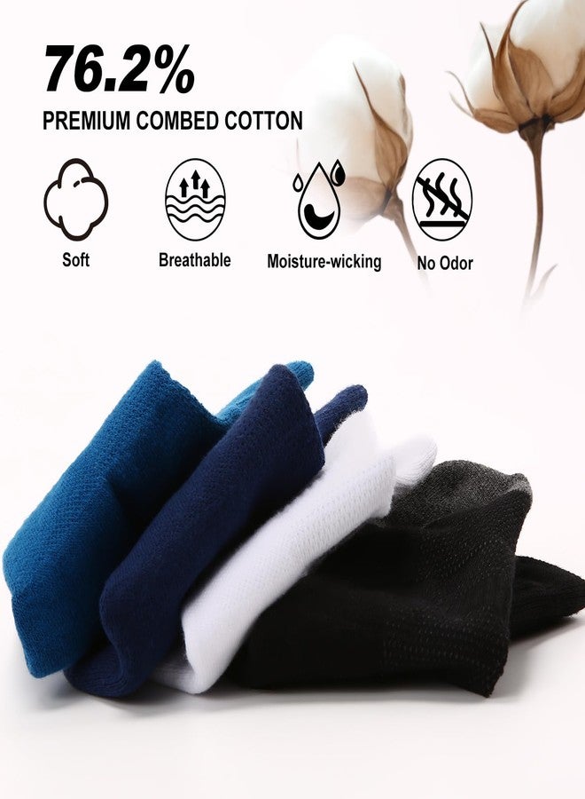 FITRELL 6 Pack Men's Athletic Ankle Socks Cushioned Sports Running Socks, Shoe Size 9-12, Blue Mixed - Image 4