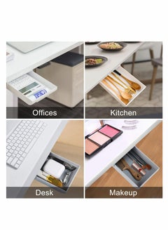 Y&D Mini Desk Organizer, Under The Table Drawer Organizer Adhesive Shelf Hiding Office Desktop Expandable TrayOrganizer Tray (white)  - Image 3