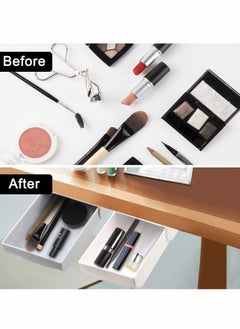 Y&D Mini Desk Organizer, Under The Table Drawer Organizer Adhesive Shelf Hiding Office Desktop Expandable TrayOrganizer Tray (white)  - Image 4