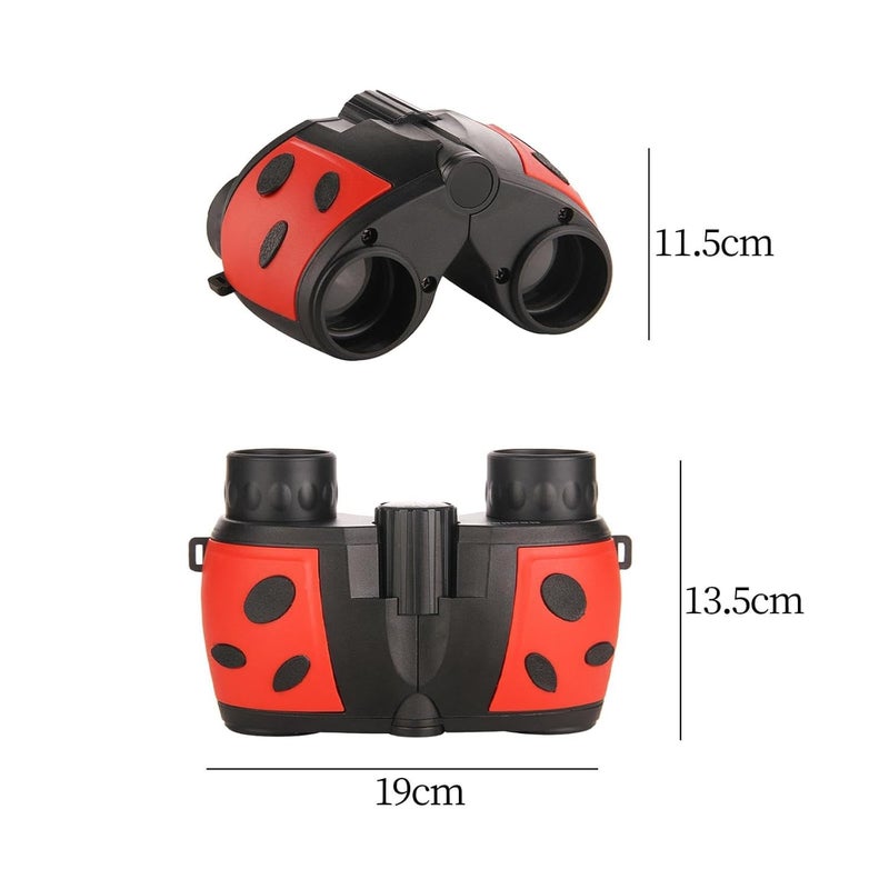 Slipps Beetle Shape Toy Binoculars for Kids High-Resolution Lens Rubber Binoculars for Bird Watching Outdoor Play Travel Handheld Telescope (Red) - Image 3