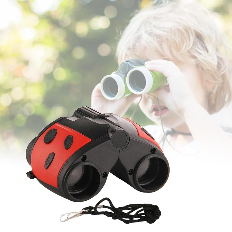Slipps Beetle Shape Toy Binoculars for Kids High-Resolution Lens Rubber Binoculars for Bird Watching Outdoor Play Travel Handheld Telescope (Red) - Image 2