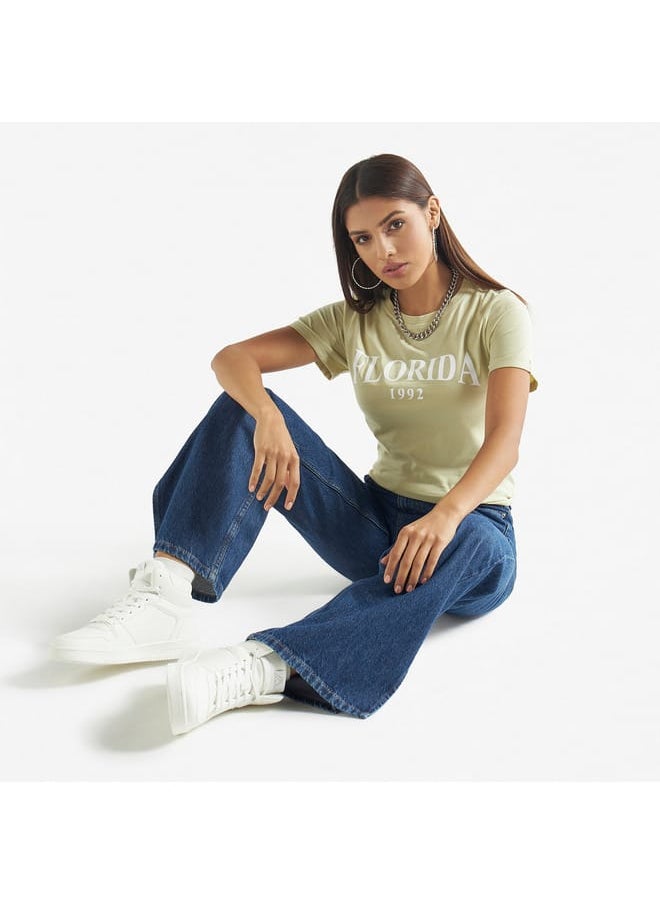 FAV Typography Print T-shirt with Crew Neck and Short Sleeves  - Image 2