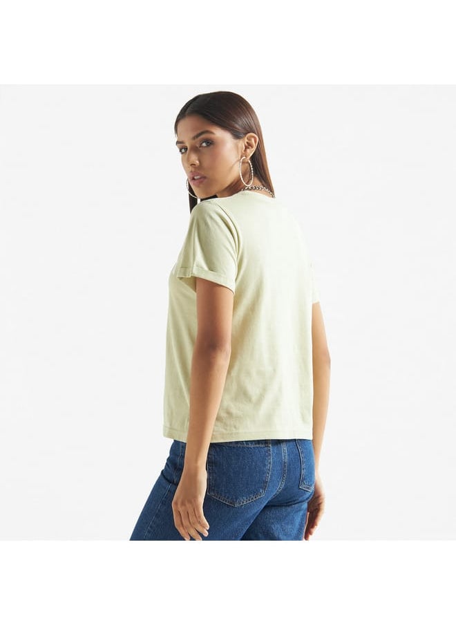 FAV Typography Print T-shirt with Crew Neck and Short Sleeves  - Image 3