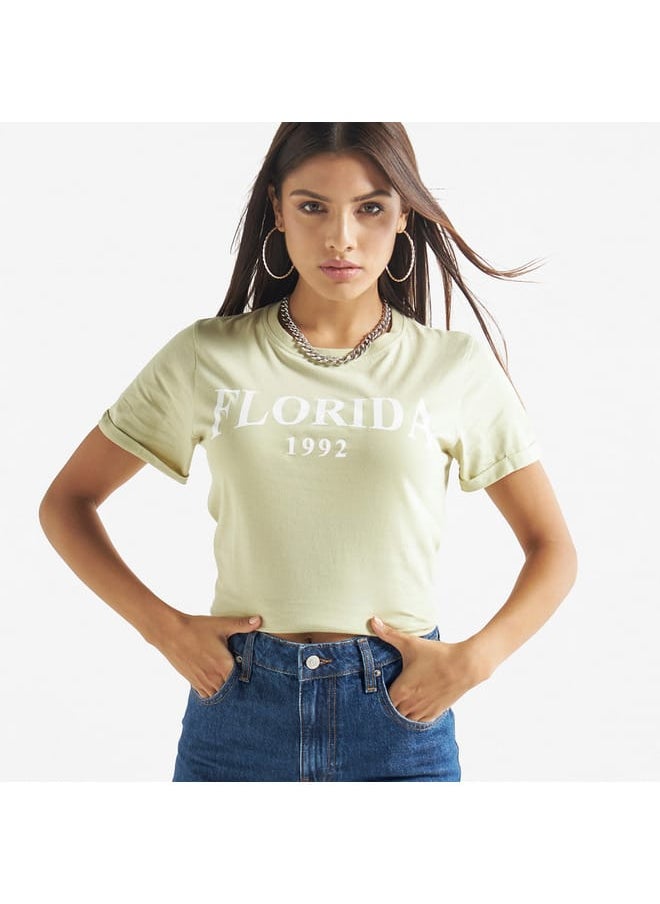 FAV Typography Print T-shirt with Crew Neck and Short Sleeves  - Image 1