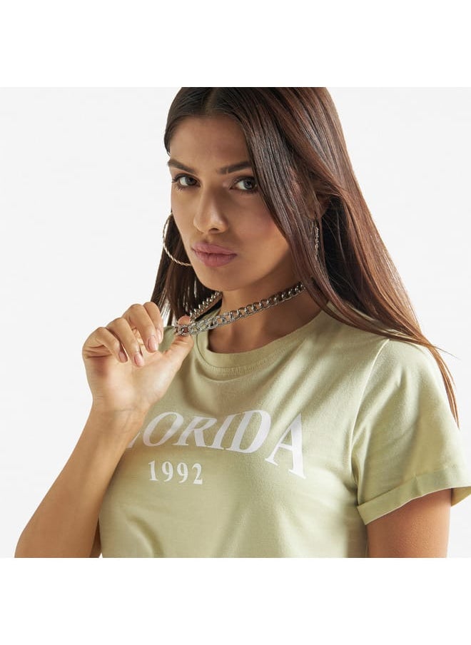 FAV Typography Print T-shirt with Crew Neck and Short Sleeves  - Image 4