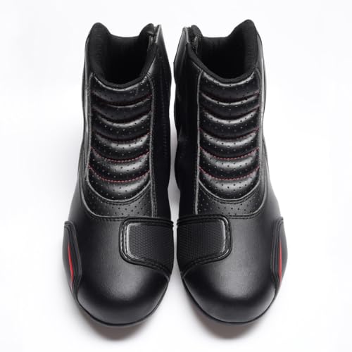 TVS Racing Ankle Length Slip-On Riding Boots for Men:Waterproof Riding Shoes with Reflective Panel (Size-7/Black) - Image 2