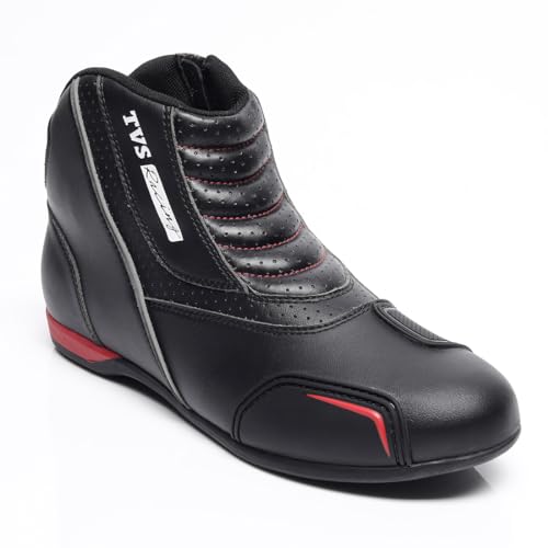 TVS Racing Ankle Length Slip-On Riding Boots for Men:Waterproof Riding Shoes with Reflective Panel (Size-7/Black) - Image 4