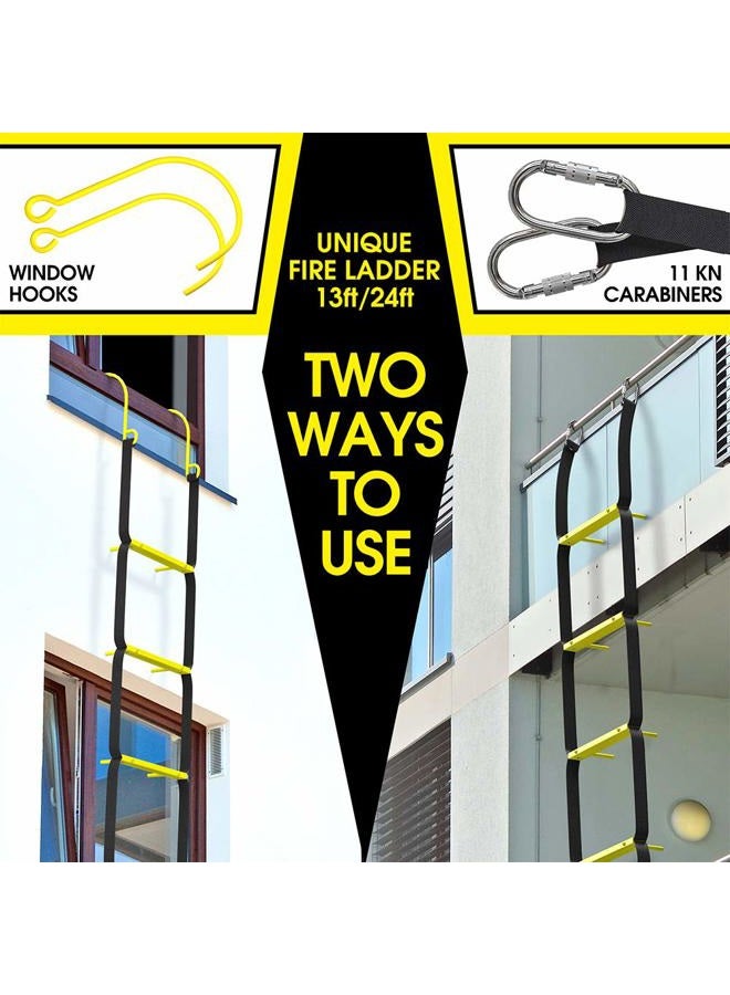 ISOP Fire Escape Ladders 4 m | Retractable Ladder for 2 Story Homes | Compact & Portable | Rope Ladder for Balcony & Windows Escape - Fire Evacuation Ladders from Second Floor | Certified Rescue Tool - Image 2