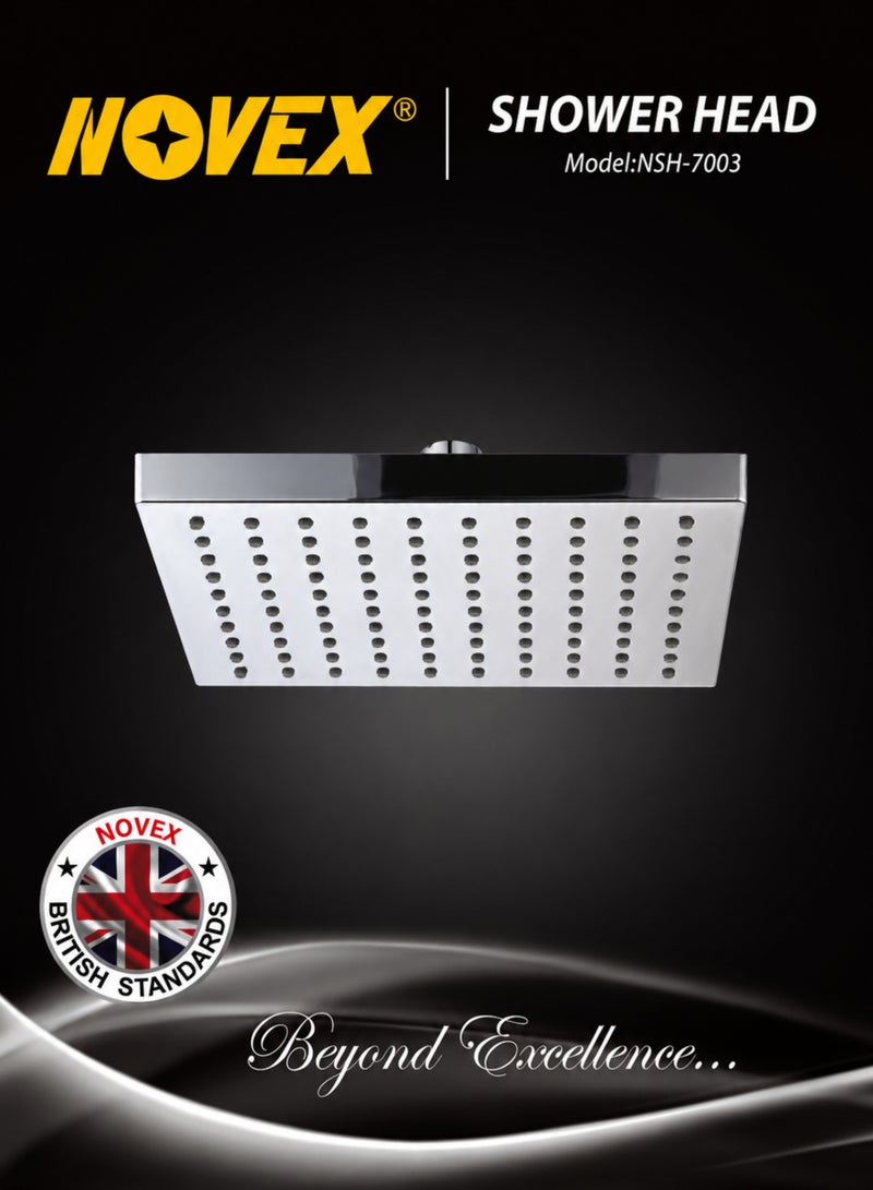 NOVEX Shower Head NSH-7003, Square Rain Shower Head with Wide Rain Spray, Premium Chrome Finish, Adjustable Angle, Rust & Corrosion Resistant, Bathroom Shower Fixture - Image 4