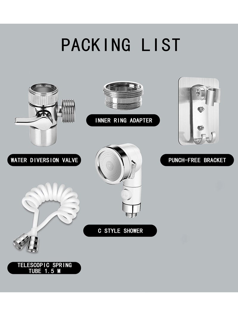 Zikra Faucet Sprayer Hose Rinser Attachment Faucet Diverter and Adapter for Kitchen Faucet Bathroom Laundry Room Bathtub Bathing Babies Pets Washing Vegetables - Image 3