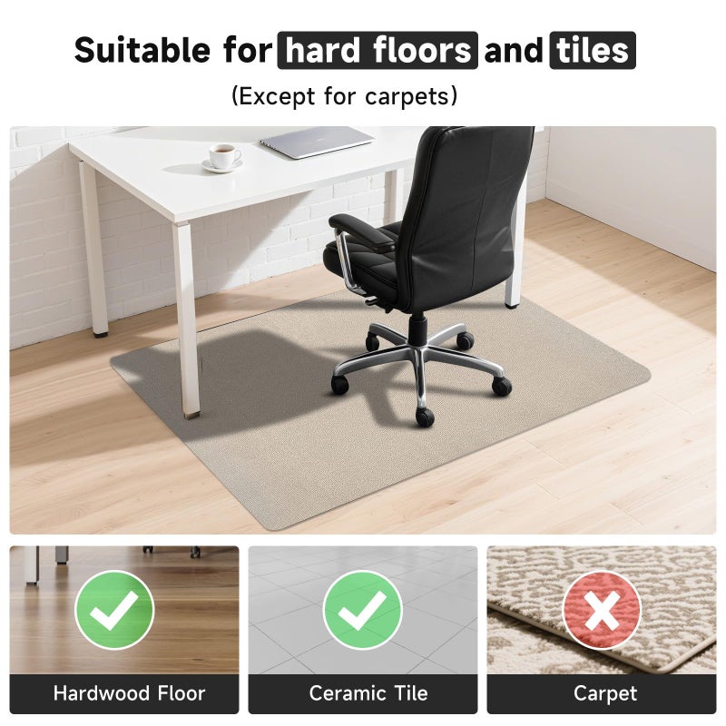 SHAREWIN Desk Chair Mat for Hardwood Floor, 36" x 47" Heavy Duty Office Floor Mat for Rolling Chairs, Anti Slip, Computer Chair Desk Mats for Gaming & Home (Light Camel) - Image 2