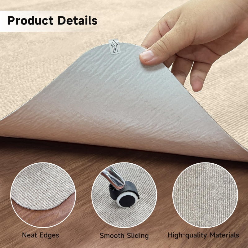 SHAREWIN Desk Chair Mat for Hardwood Floor, 36" x 47" Heavy Duty Office Floor Mat for Rolling Chairs, Anti Slip, Computer Chair Desk Mats for Gaming & Home (Light Camel) - Image 3