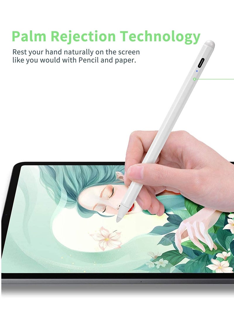 ELTRAZONE قلم آيباد لجهاز آيباد برو/إير/ميني، قلم نشط مع تقنية رفض راحة اليد بسمك 1.5 مم لجهاز آيباد برو 2018-2022 11/12.9، آيباد إير 5/4/3، آيباد 9/8/7/6، آيباد ميني 6/5 للكتابة والرسم بدقة باللون الأبيض - Image 1