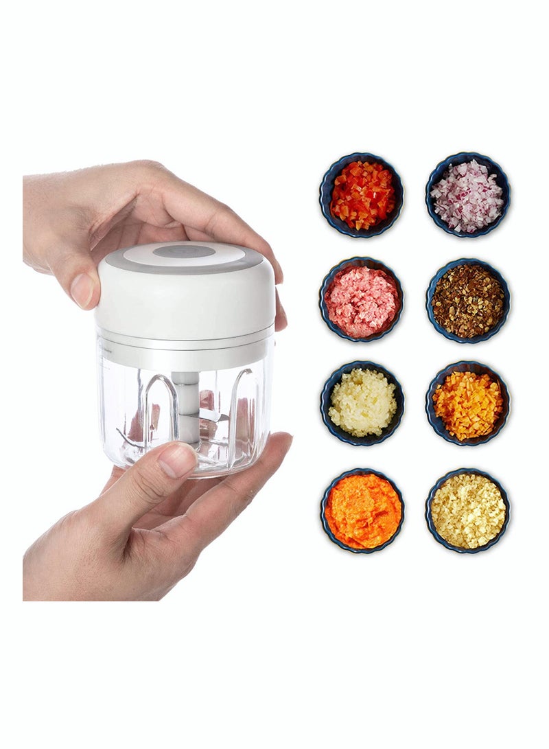 SYOSI MINI Garlic Machine, SYOSI White Electric Garlic and Onion Grinder Usb Charging Portable Electric Garlic Masher Food Waterproof Food Processor for Kitchen Mini Food Slicer (White)  - Image 1