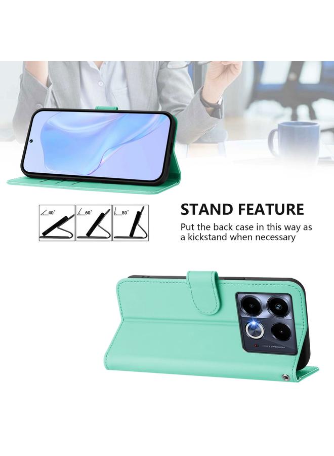 Zaboon Case For Infinix Note 40 5G Skin Feel Solid Color Leather Phone Case with Lanyard - Image 3