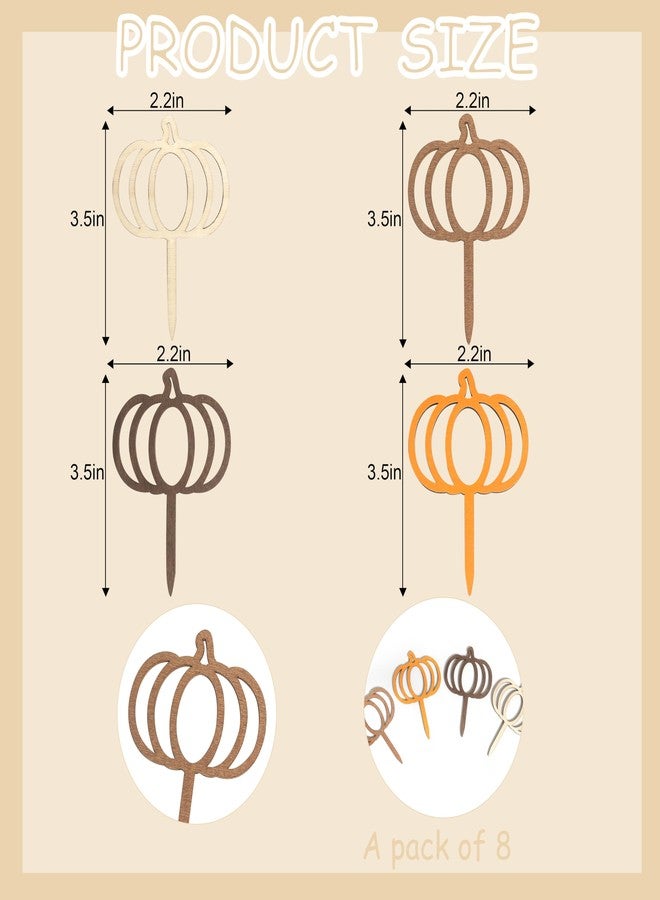 BOOMPA 8Pcs Halloween Pumpkin Cupcake Toppers - Pumpkin Themed Birthday Party Supplies - Baby Shower Pumpkin Cupcake Picks - Kids Birthday Pumpkin Cup Toppers - Pumpkin Cake Decorations For Fall - Image 2