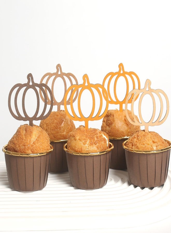 BOOMPA 8Pcs Halloween Pumpkin Cupcake Toppers - Pumpkin Themed Birthday Party Supplies - Baby Shower Pumpkin Cupcake Picks - Kids Birthday Pumpkin Cup Toppers - Pumpkin Cake Decorations For Fall - Image 1