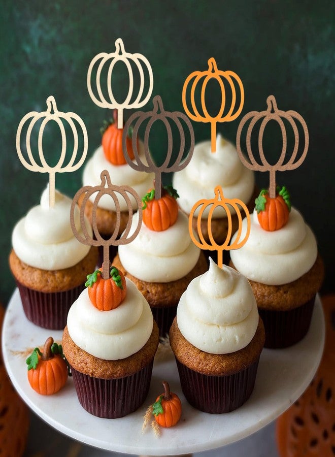 BOOMPA 8Pcs Halloween Pumpkin Cupcake Toppers - Pumpkin Themed Birthday Party Supplies - Baby Shower Pumpkin Cupcake Picks - Kids Birthday Pumpkin Cup Toppers - Pumpkin Cake Decorations For Fall - Image 4