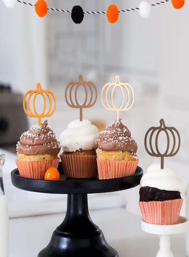 BOOMPA 8Pcs Halloween Pumpkin Cupcake Toppers - Pumpkin Themed Birthday Party Supplies - Baby Shower Pumpkin Cupcake Picks - Kids Birthday Pumpkin Cup Toppers - Pumpkin Cake Decorations For Fall - Image 3