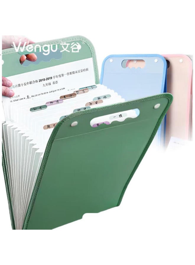 Wengu [أساسيات العودة إلى المدرسة] ملف أكورديون عمودي من وينغو A4/13 طبقة، منظم مستندات متعدد الطبقات، حل تخزين بسيط لأوراق امتحانات الطلاب، حامل ملفات إدراج بسعة كبيرة، Fqb-008 أزرق سماوي B - Image 3