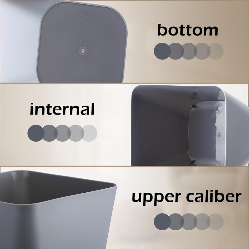 Hoolerry 9 Pieces Garbage Can 2 Gallon Small Trash Cans Bulk Bathroom Trash Bin Plastic Wastebasket Square for Bedroom Slim Bathroom Trashcan Small Container for Kitchen Office Home Rooms(Grey) - Image 3