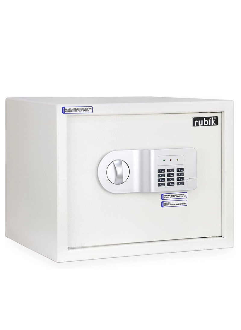 Rubik - Large Safe Box A4 Documents Size for Home Office with Key and Pin Code Keypad for Cash Documents Jewelry Passports (38x30x30cm White) - Image 1