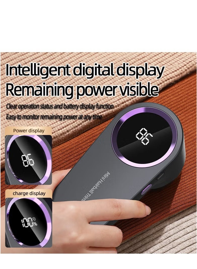 Gray Rechargeable Fabric Shaver with Digital Display – 6-Blade Design & Safety Lock for Removing Fuzz, Pills, and Lint from Clothes, Furniture, Sofas & Blankets - Image 2