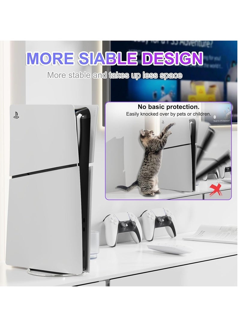 vertical Stand for PS5 Pro Slim Consoles, for Playstaion 5 Base Accessories, Anti Rollover and Anti Slip, Stable Console, Neat Appearance - Image 3
