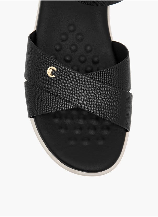 Le Confort Women Textured Cross Strap Sandals with Hook and Loop Closure  - Image 3
