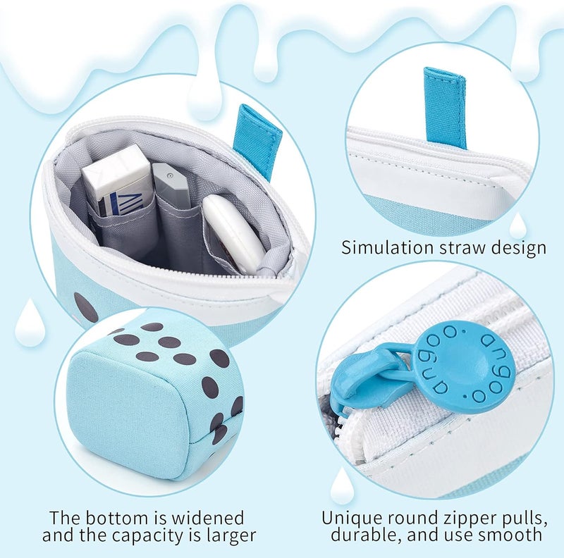ANGOOBABY Cute Pencil Case Standing Pen Holder Telescopic Makeup Pouch Pop Up Cosmetics Bag Stationery Office Organizer Box for Girls Students Women Adults Christmas Gift (Blue) - Image 4