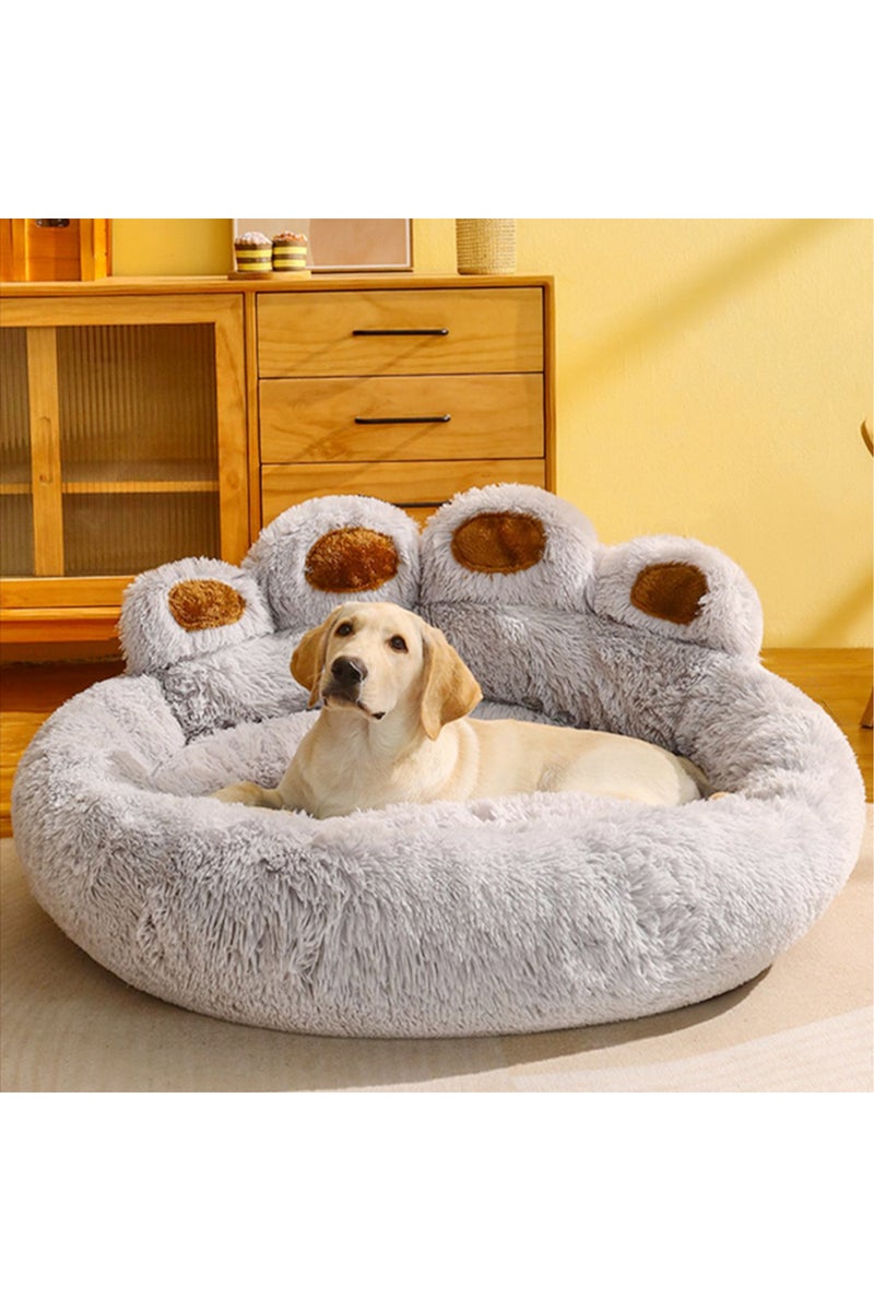 سرير كلاب كبير جدًا (90 سم) رمادي فاتح ناعم شتوي دافئ، منتجات حيوانات أليفة كبيرة، سلال أريكة صغيرة، حصيرة بيت كلب