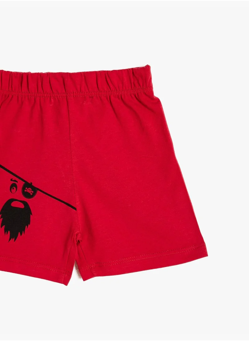 KOTON Medium Rise Printed Basic Shorts