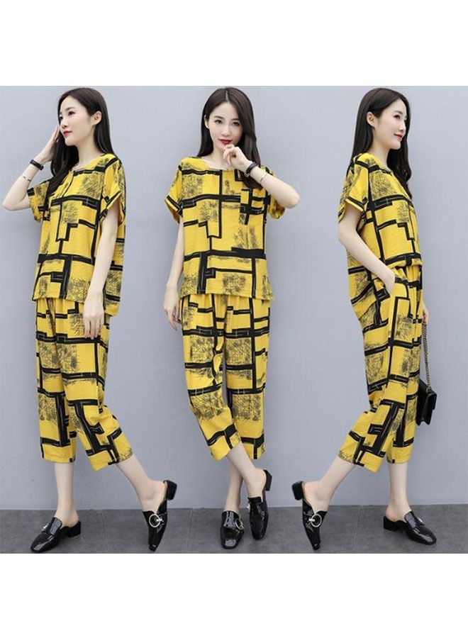 ZCM-HAPPY Fashion Ladies Casual Suit Loose Top Cropped Pants Set  - Image 4