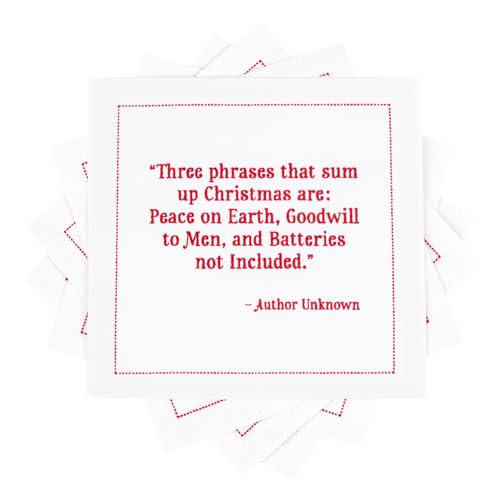 Five Star Napkins Christmas Quotes  White Cotton  45 x 45  Single Use  Party Events Holiday 50 x