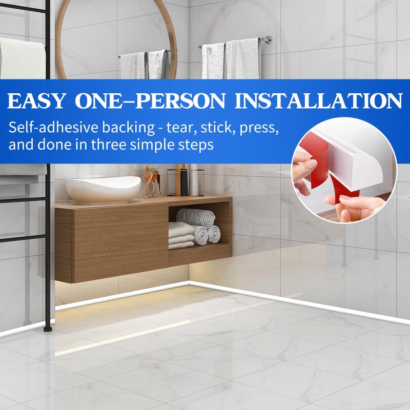 YIYAO Flexible Quarter Round Molding Bendable Molding Trim 0.5 Inch(W) x 5 Feet(L) Self Adhesive Vinyl Wall Base Peel and Stick Rubber Edge Trim for Floor,Tub,Around Curved Stairs(White) - Image 5