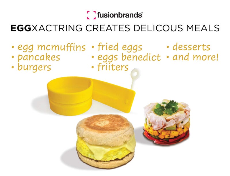 FusionBrands حلقة البيض القابلة للتعديل من فيوجن براندز مصنوعة من السيليكون حلقة البيض وحلقة الطعام للخبز، التشكيل والتقديم، صفراء - Image 3