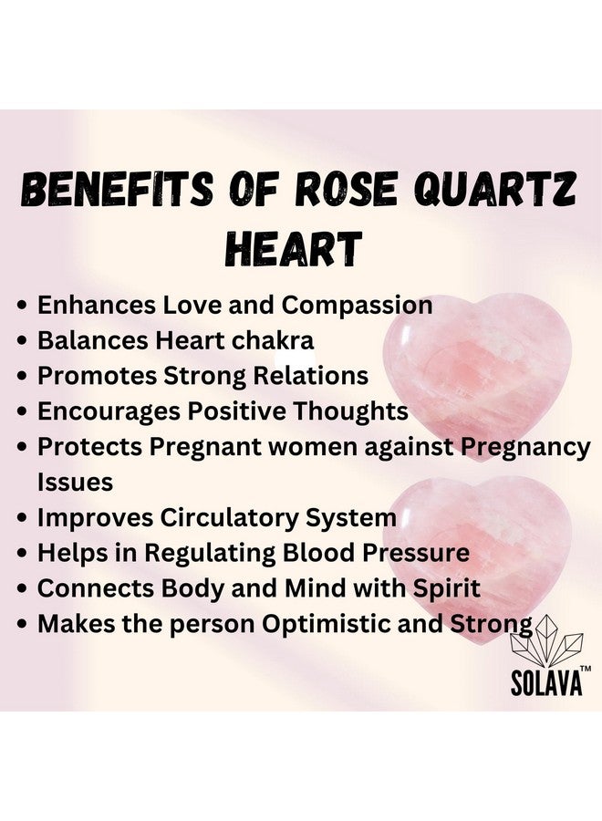 SOLAVA Natural Rose Quartz Heart Shaped Crystal Stone Original Certified - Raw Healing Crystals For Love, Health, Reiki Healing, Manifestation, Meditation, And Gift - 1 Piece - Image 3