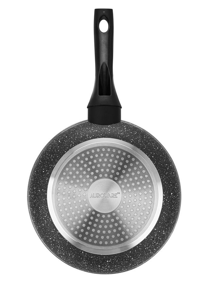 Auroware 30 Cm Non Stick Frying Pan Black Aluminum Durable Three Layer Coating  Induction Cook Bottom Strong Handle - Image 2