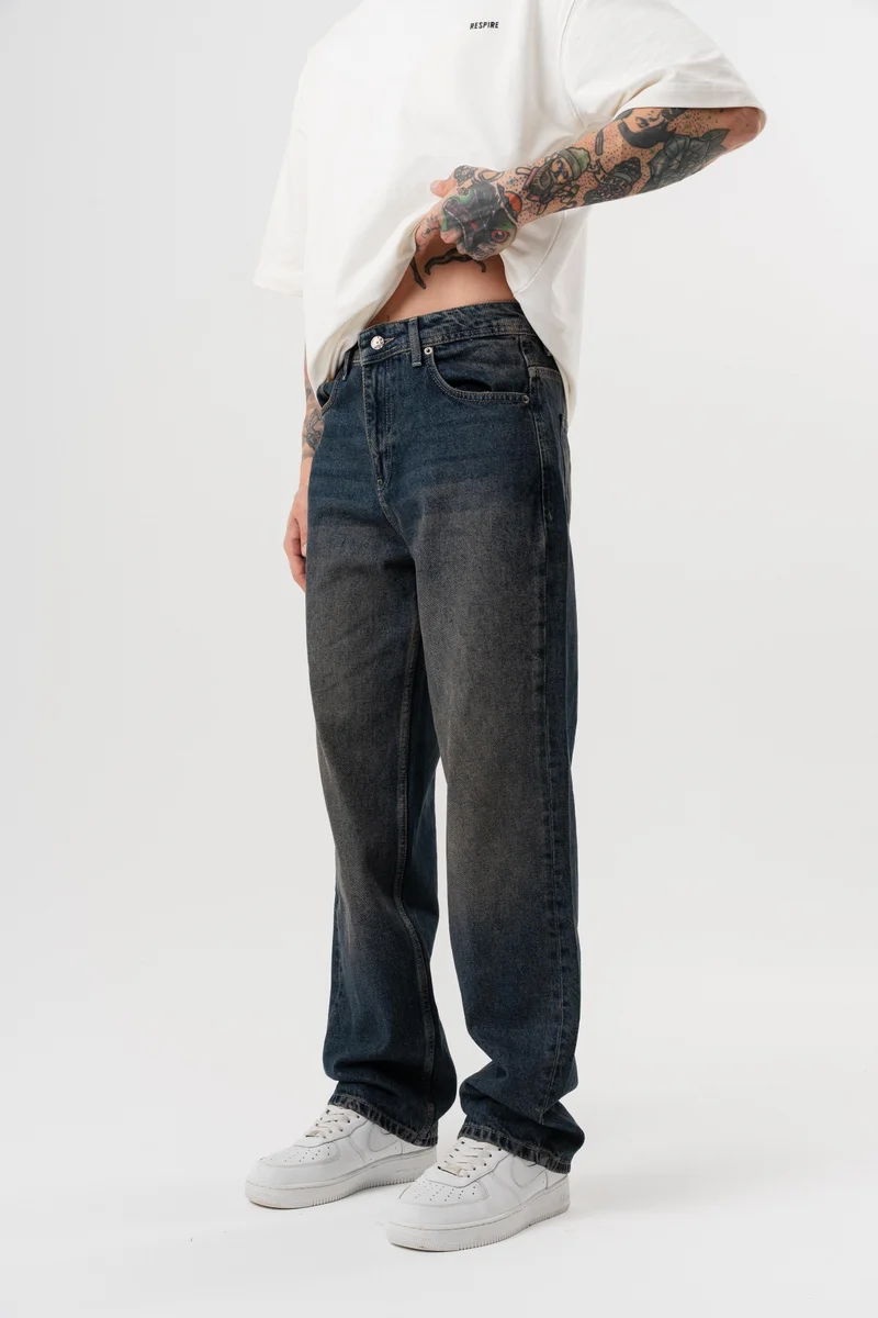RESPIRE Men's Washed Baggy Pants Tint Blue