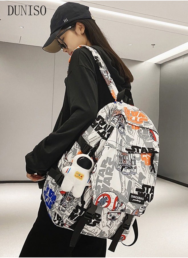 DUNISO - School Backpack with Pencil Case and  Doll Pendant Waterproof Book Bag with Compartments for Teen Girl Kid Students Elementary School Kids' School Bag With Large Capacity - Image 1