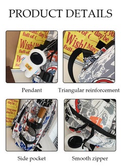 DUNISO School Backpack with Pencil Case and  Doll Pendant Waterproof Book Bag with Compartments for Teen Girl Kid Students Elementary School Kids' School Bag With Large Capacity  - Image 3