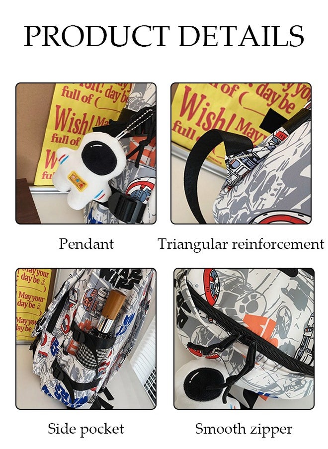 DUNISO - School Backpack with Pencil Case and  Doll Pendant Waterproof Book Bag with Compartments for Teen Girl Kid Students Elementary School Kids' School Bag With Large Capacity - Image 1