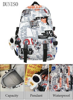 DUNISO School Backpack with Pencil Case and  Doll Pendant Waterproof Book Bag with Compartments for Teen Girl Kid Students Elementary School Kids' School Bag With Large Capacity  - Image 2