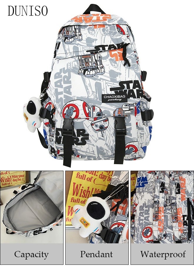 DUNISO - School Backpack with Pencil Case and  Doll Pendant Waterproof Book Bag with Compartments for Teen Girl Kid Students Elementary School Kids' School Bag With Large Capacity - Image 1