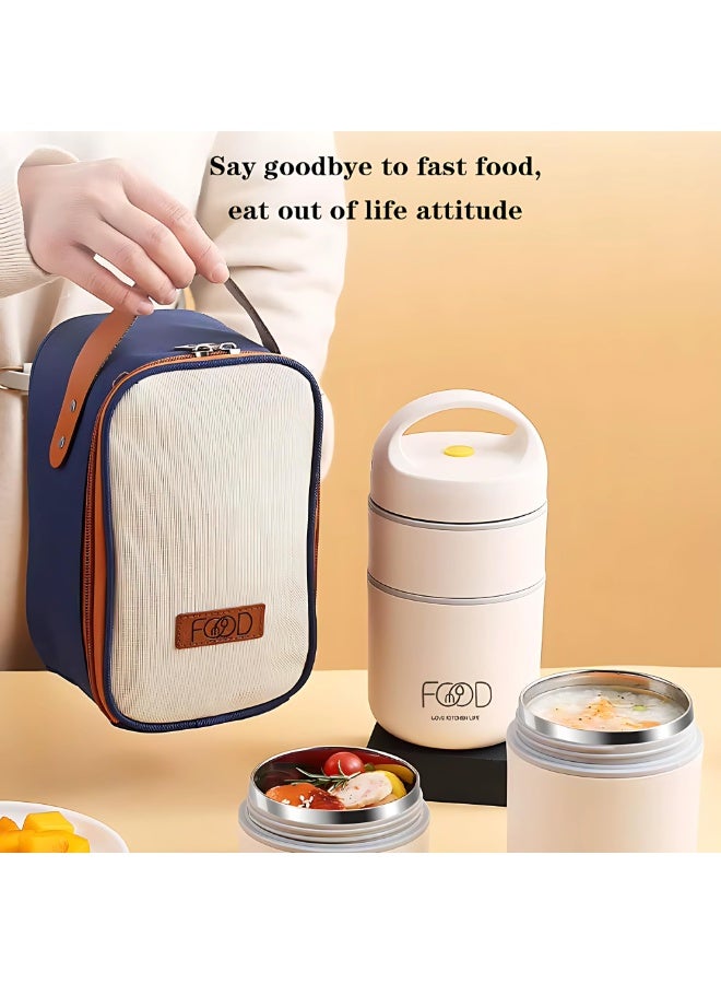 Twisoo Stainless Steel Vacuum Thermal Lunch Box – Insulated Food Container with Leak-Proof Soup Cup & Carry Bag, Portable Bento Lunch Box for Kids, School, Office & Travel - Image 4