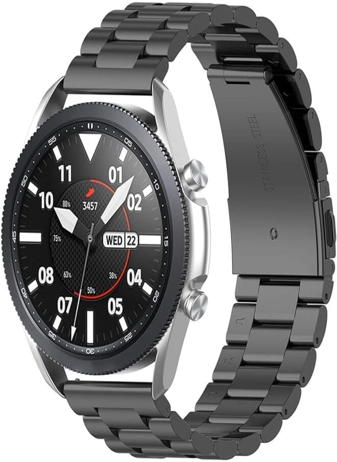 JNCVXN JNCVXN Compatible with Galaxy Watch 4 44mm 40mm Band Classic 46mm 42mm Bands, 20mm Stainless Steel Metal Replacement Watch Strap for Samsung Galaxy Watch 3 41mm 42mm/Active 2/1/Gear S2 Classic, Black 