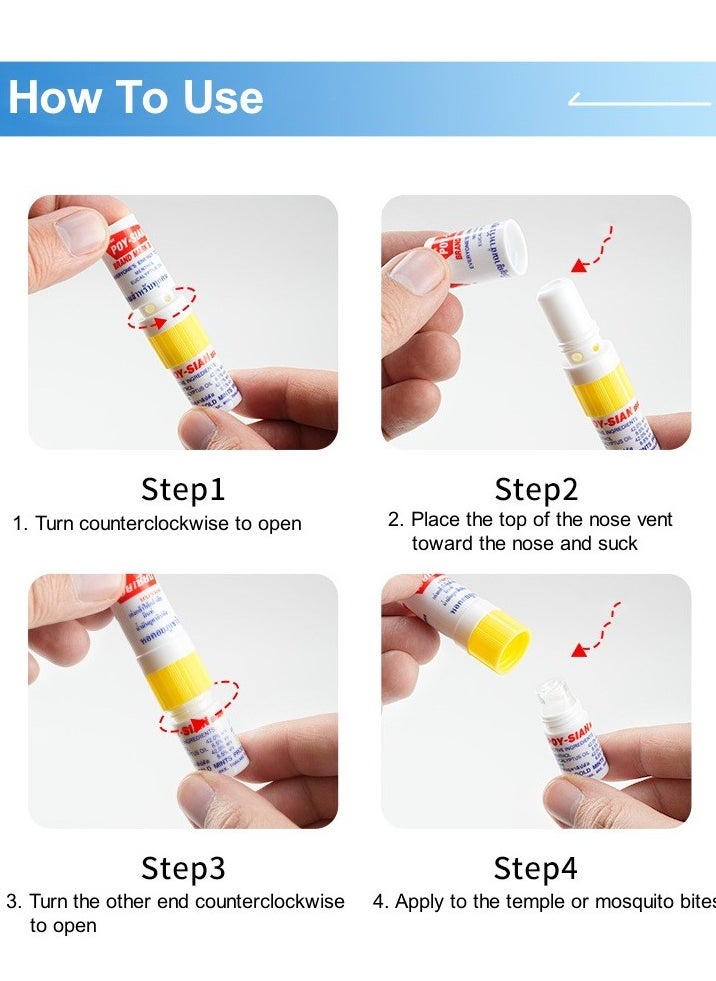 POY SIAN 6-PCS Thai Menthol Aromatherapy Nasal Inhaler, Natural Herbal Remedy，Improves Concentration And Provides A Refreshing Cooling Sensation  - Image 3