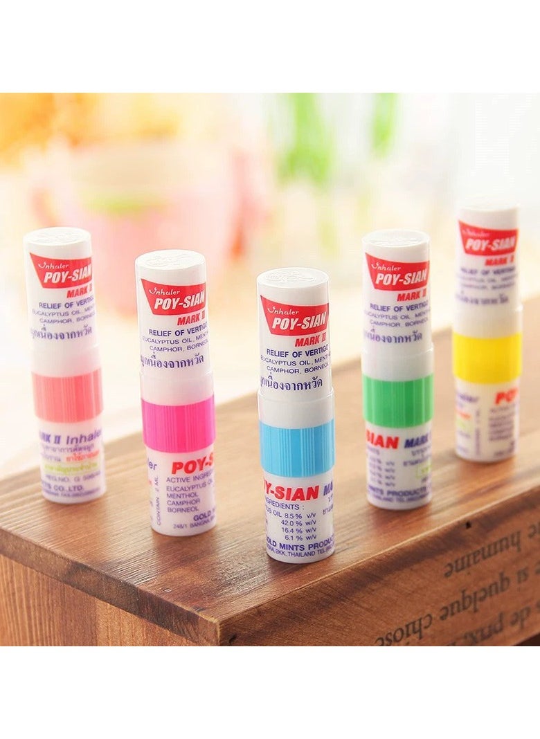 POY SIAN 6-PCS Thai Menthol Aromatherapy Nasal Inhaler, Natural Herbal Remedy，Improves Concentration And Provides A Refreshing Cooling Sensation  - Image 2