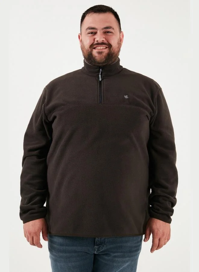 Buratti Buratti Regular Fit Anti-Pilling Plus Size Stand Collar Winter Raised Polar Fleece Men's POLAR 5906001B